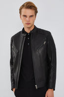 Lilard Erkek Siyah Slim-Fit Spor Deri Mont | Derimod