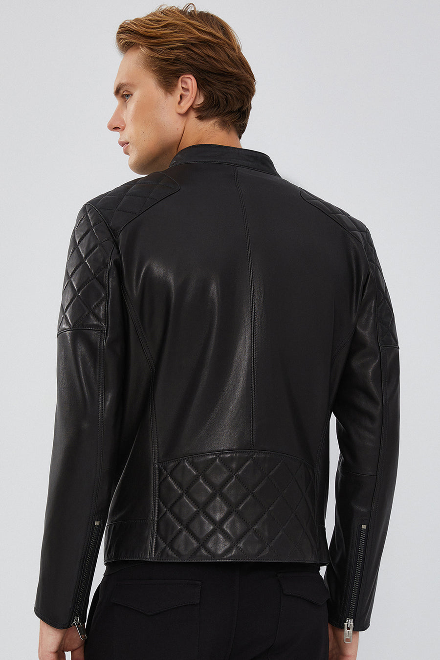 Lilard Erkek Siyah Slim-Fit Spor Deri Mont