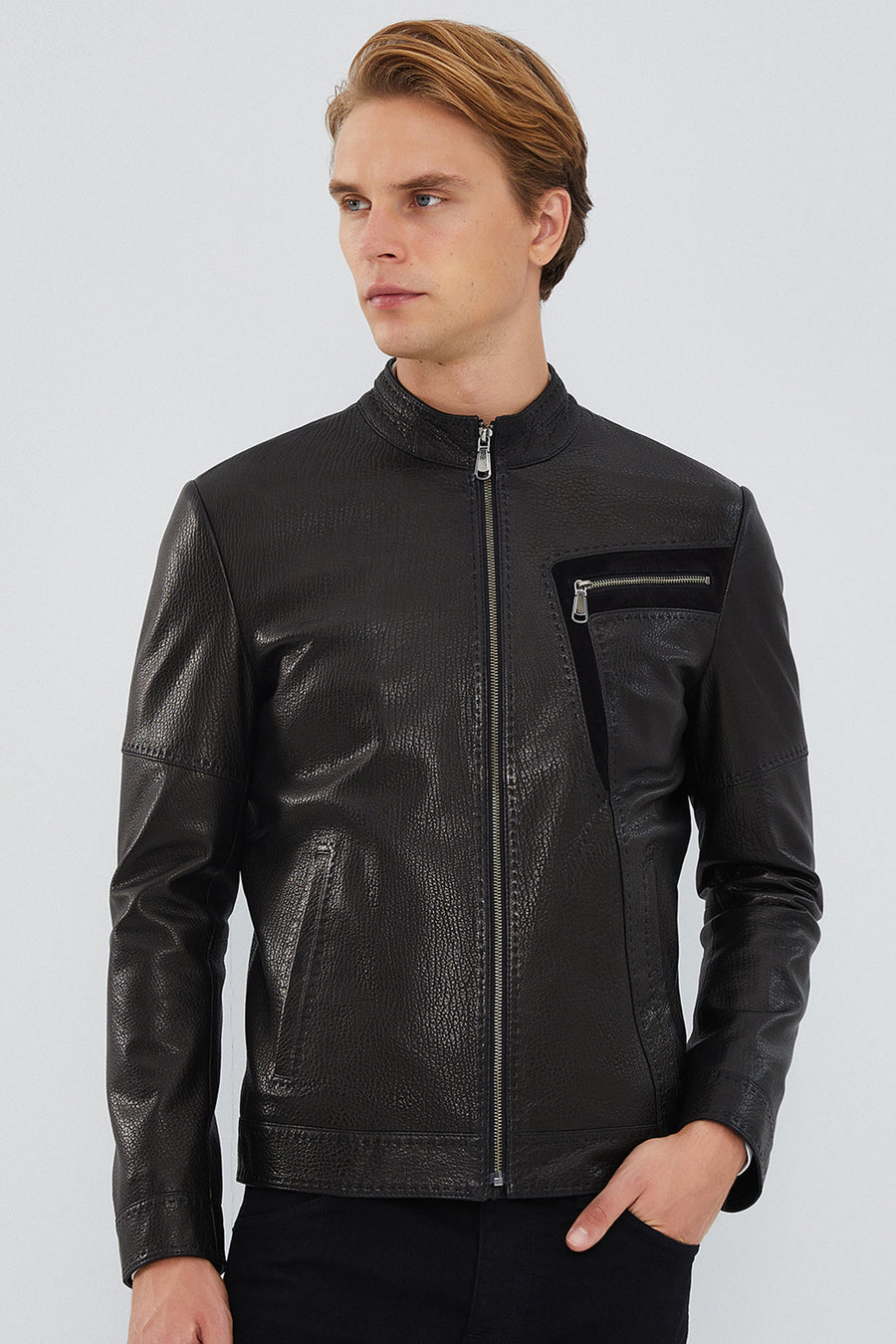 Iniesta Men's Black Leather Jacket