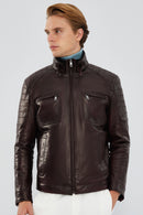 Rodri Men's Claret Red Leather Jacket | Derimod