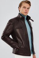 Rodri Men's Claret Red Leather Jacket | Derimod