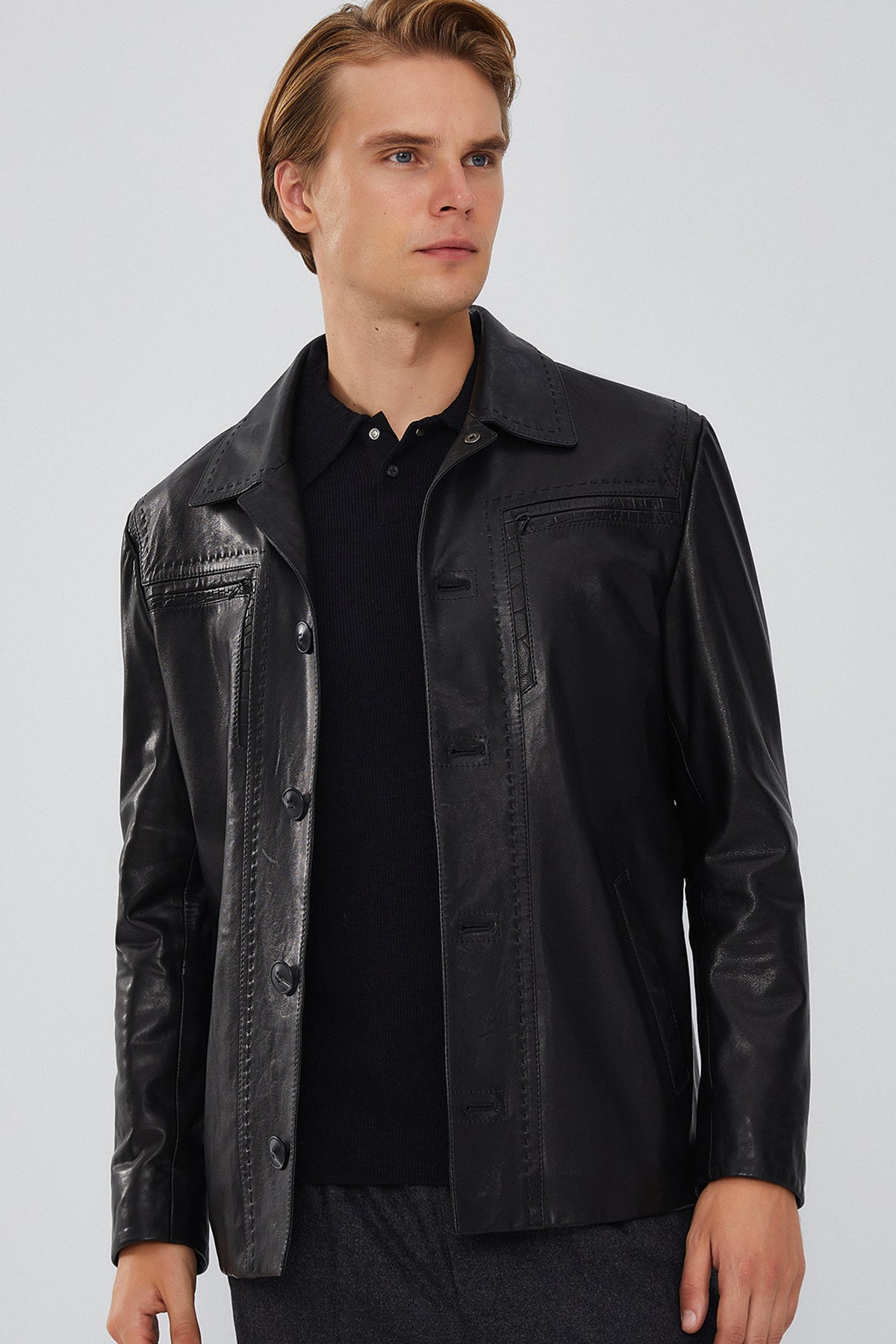 Oblak Erkek Siyah Blazer Deri Ceket 23WGD6501VE | Derimod