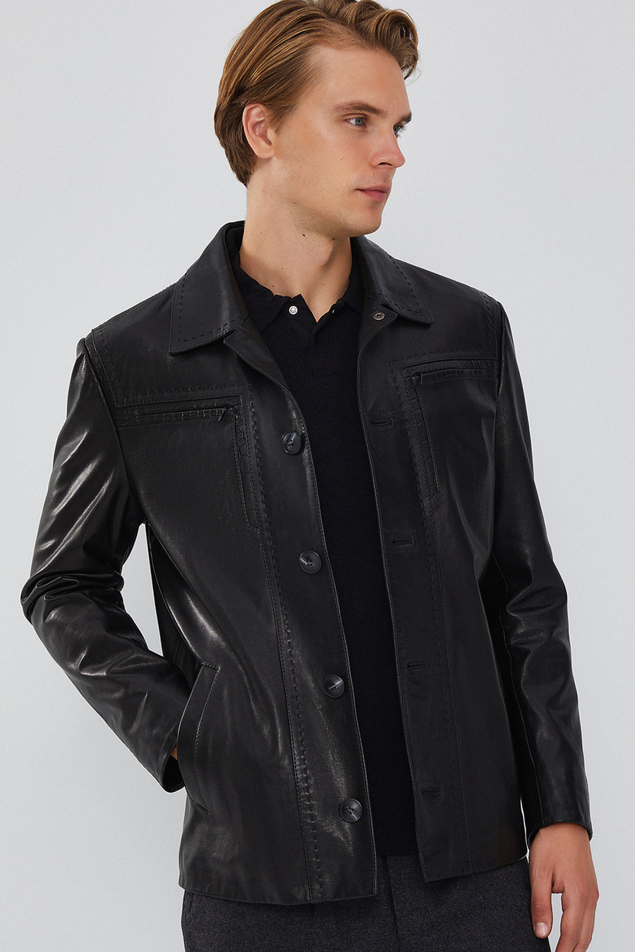 Oblak Men's Black Blazer Leather Jacket