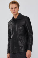 Oblak Erkek Siyah Blazer Deri Ceket | Derimod