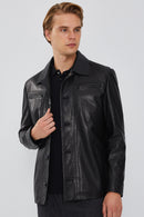 Oblak Erkek Siyah Blazer Deri Ceket | Derimod