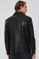 Oblak Erkek Siyah Blazer Deri Ceket | Derimod