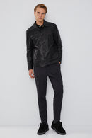 Oblak Erkek Siyah Blazer Deri Ceket | Derimod