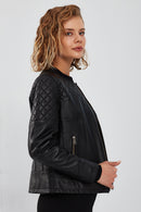April Kadın Siyah Kısa Spor Deri Ceket | Derimod