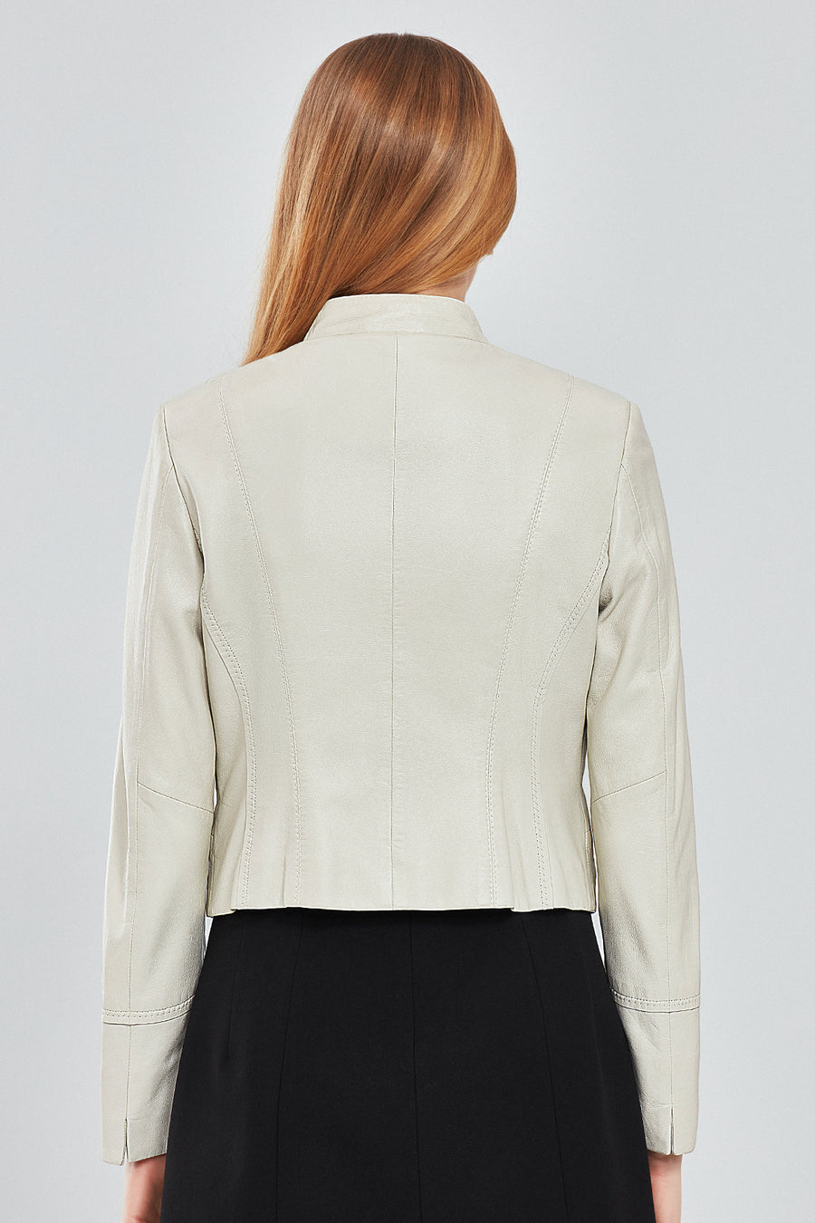 Viola Women's Beige Short Leather Jacket