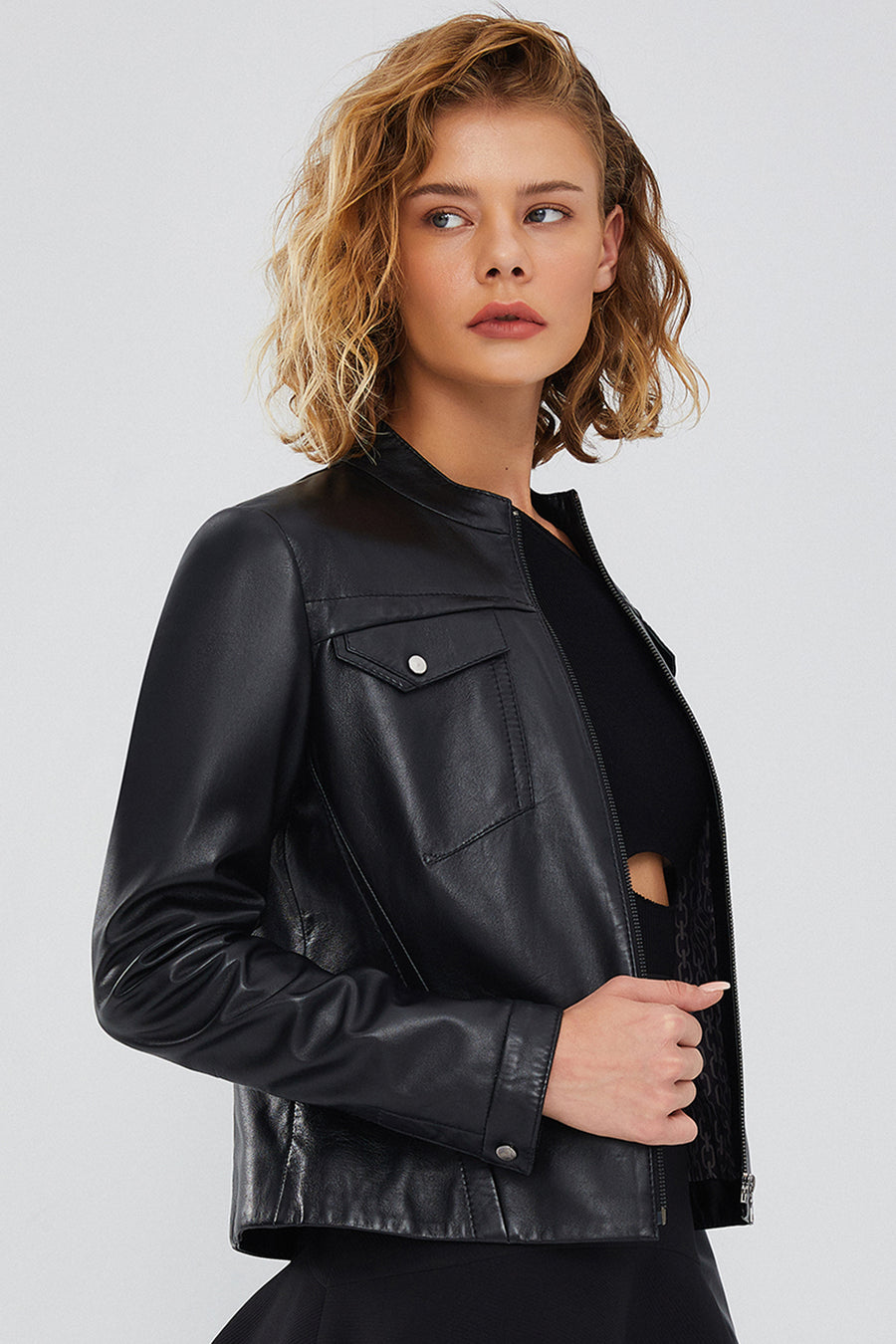 Penny Women's Black Short Leather Jacket