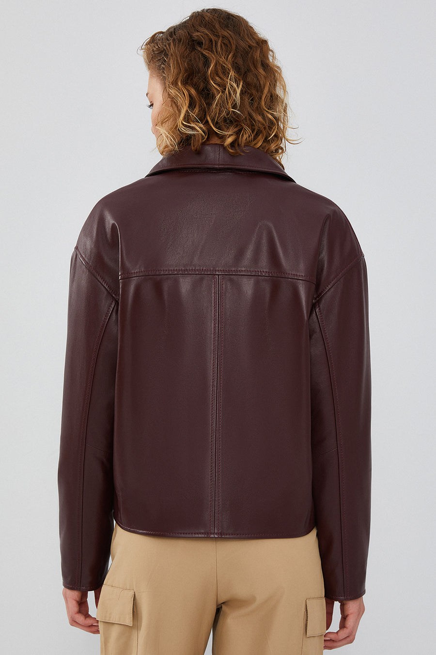 Nova Women's Burgundy Oversize Leather Jacket
