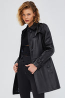 Scarlet Women's Black Leather Trench Coat | Derimod