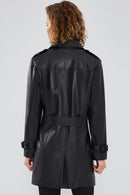 Scarlet Women's Black Leather Trench Coat | Derimod