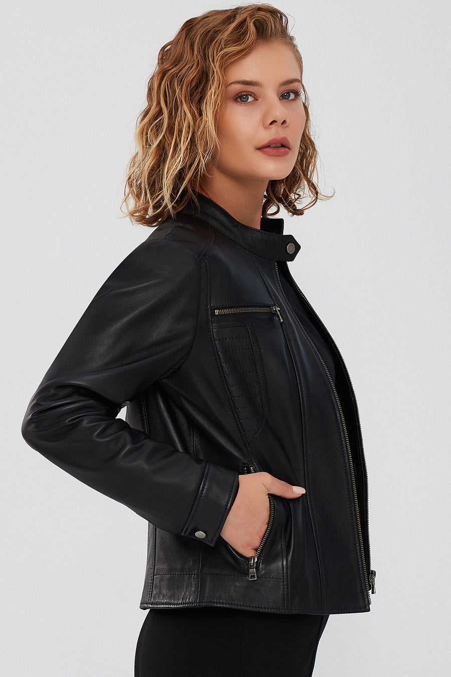 Marlyn Women's Black Short Leather Jacket