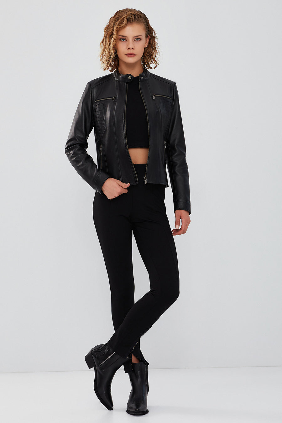 Marlyn Women's Black Short Leather Jacket