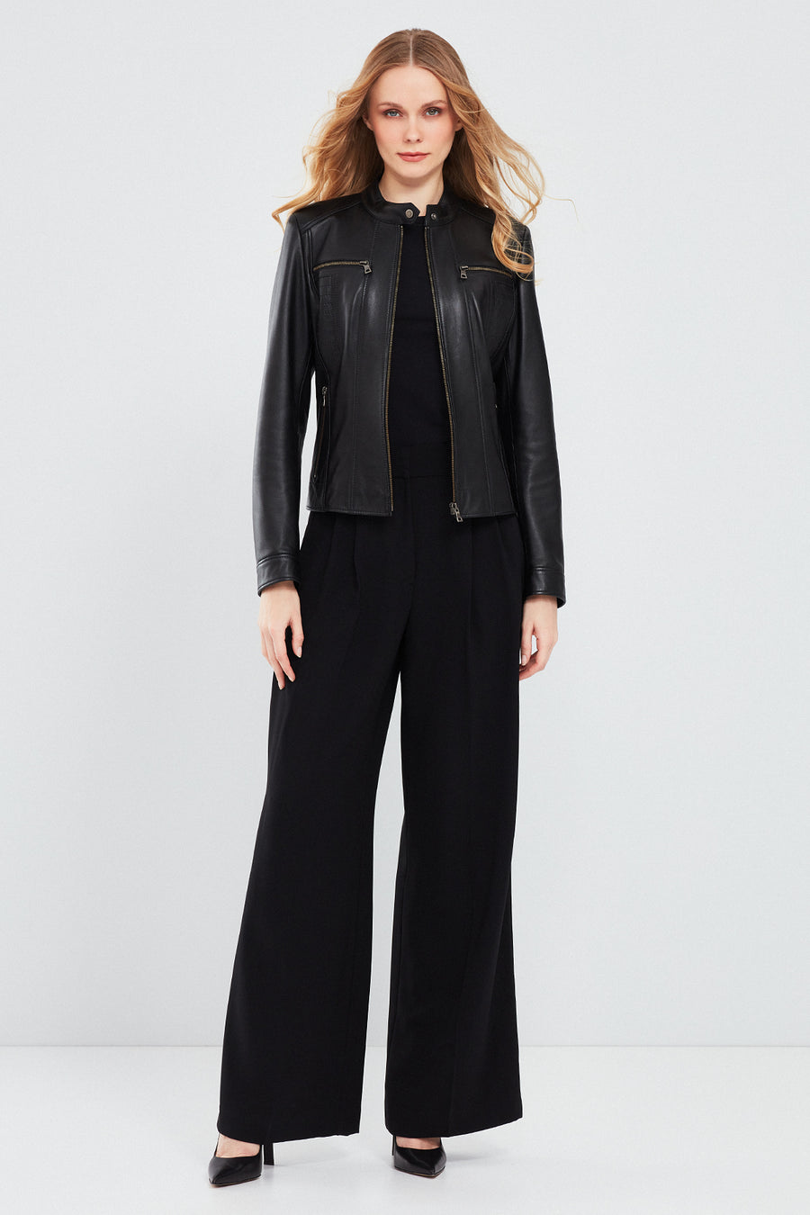 Marlyn Women's Black Short Leather Jacket