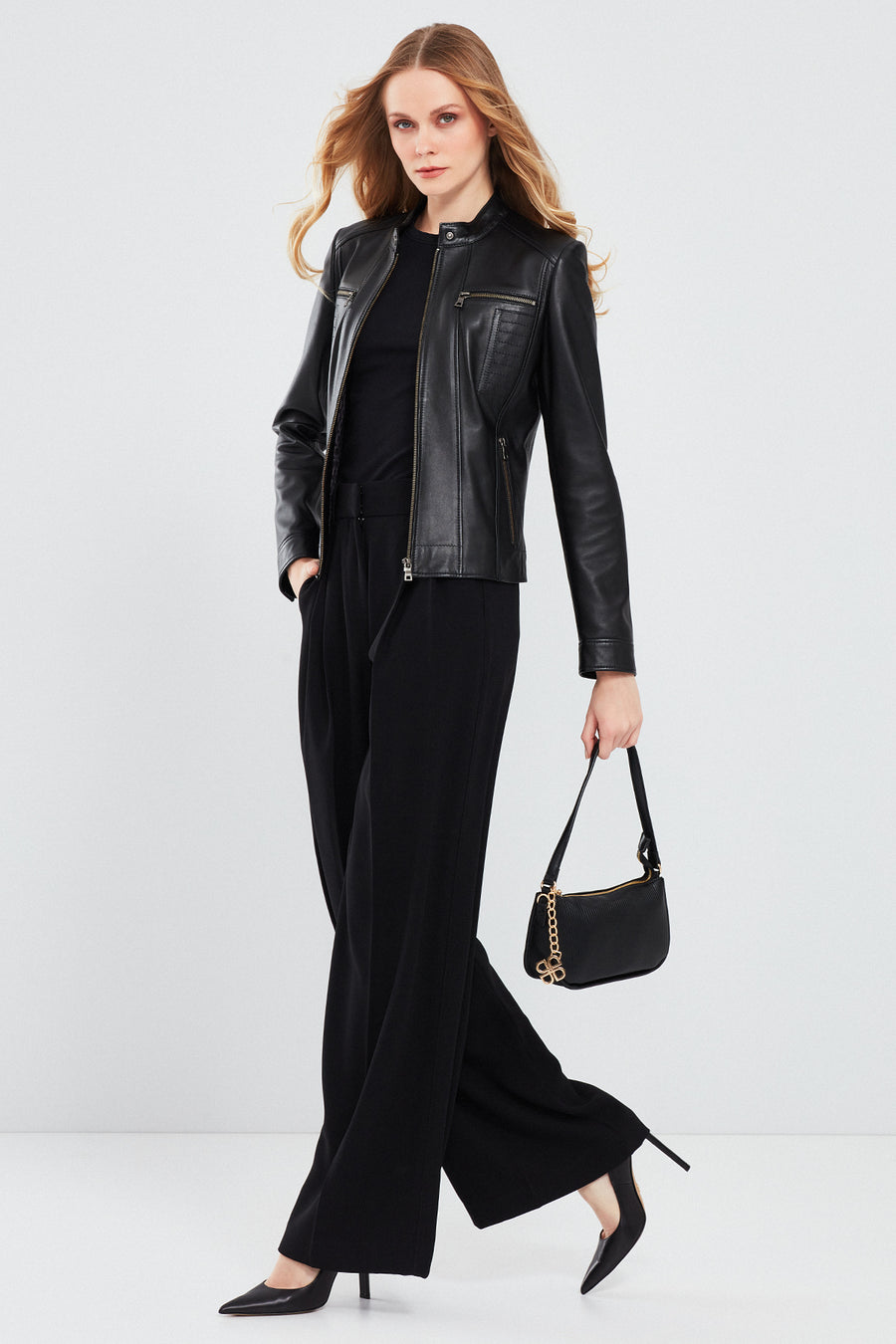 Marlyn Women's Black Short Leather Jacket
