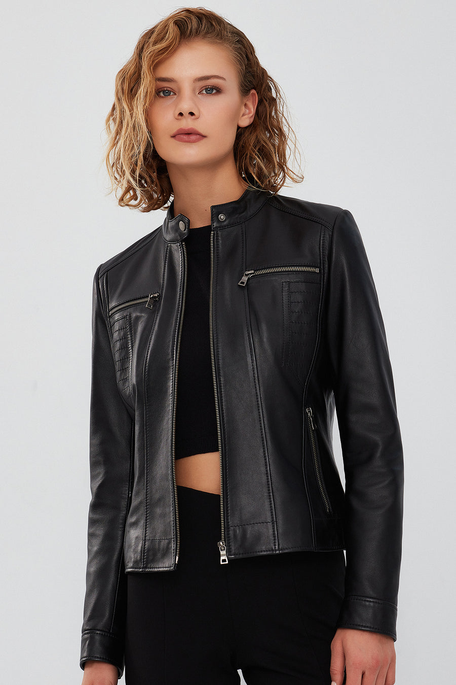 Marlyn Women's Black Short Leather Jacket