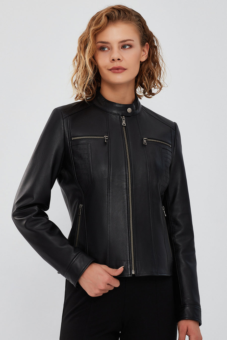 Marlyn Women's Black Short Leather Jacket
