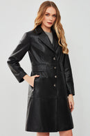 Cameron Kadın Siyah Uzun Deri Ceket | Derimod