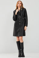 Cameron Kadın Siyah Uzun Deri Ceket | Derimod