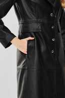 Cameron Kadın Siyah Uzun Deri Ceket | Derimod