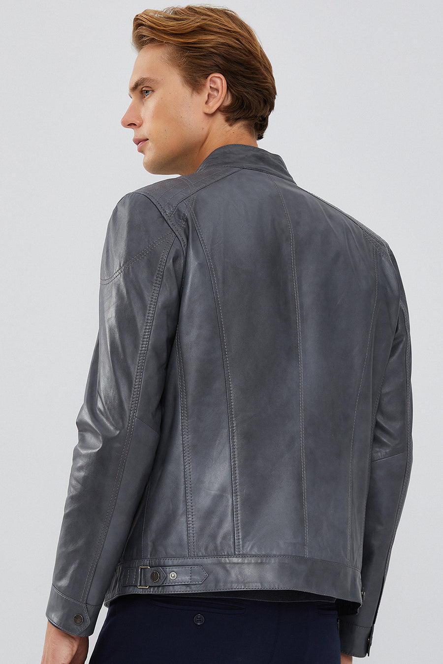 Maxim Men's Gray Leather Jacket