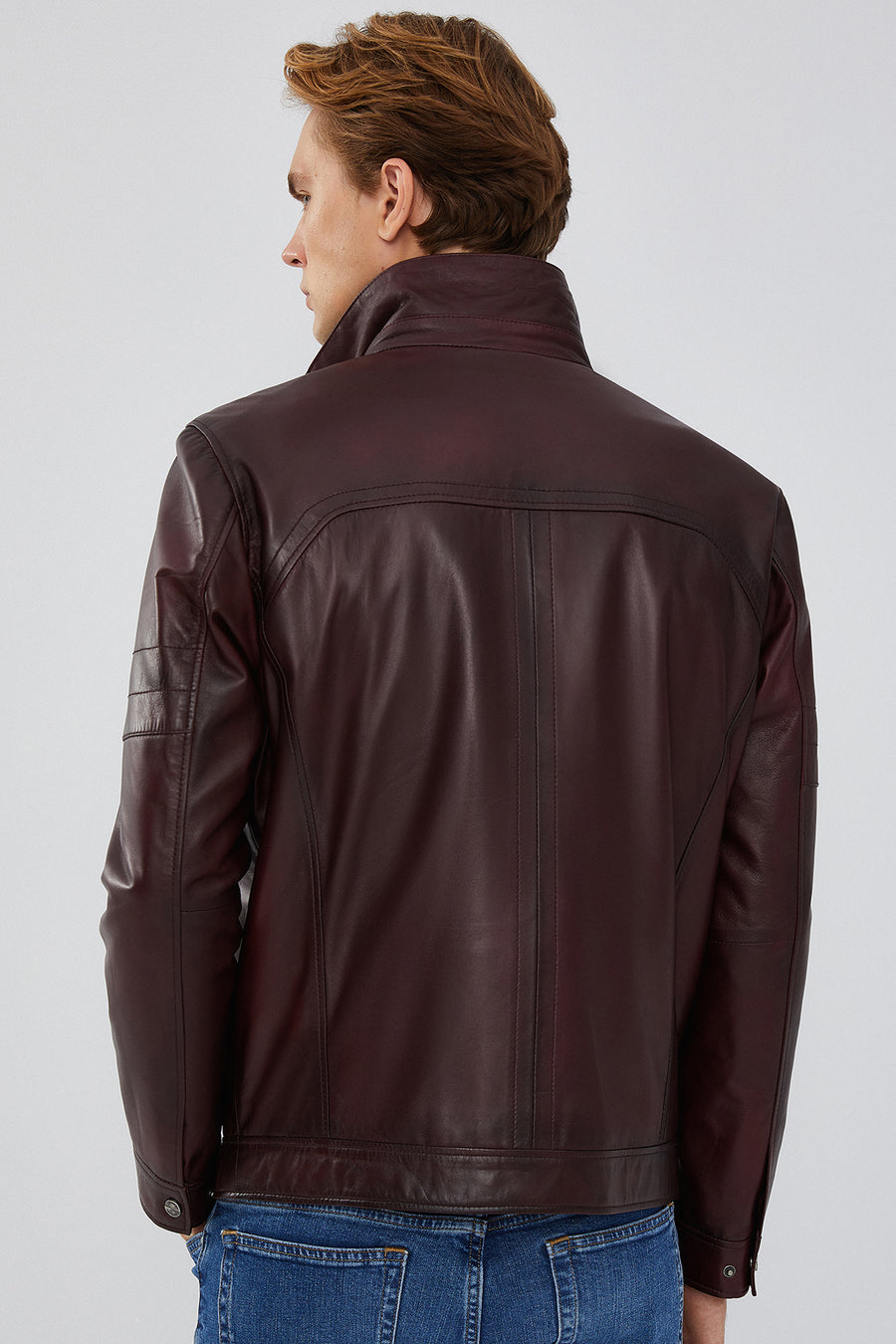 Bruno Men's Claret Red Leather Jacket