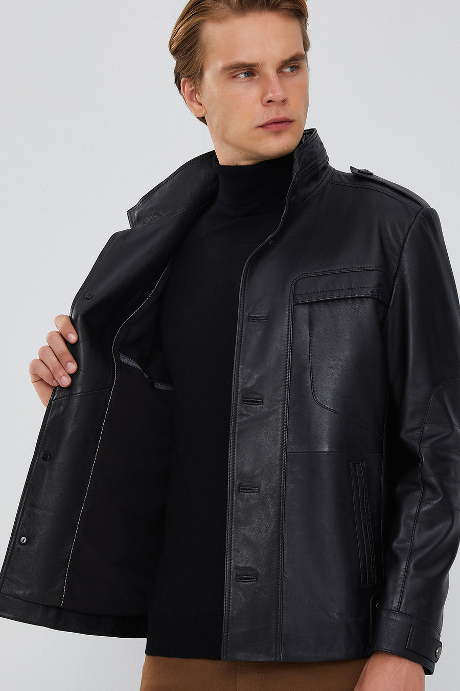 Pascal Erkek Siyah Spor Blazer Deri Ceket