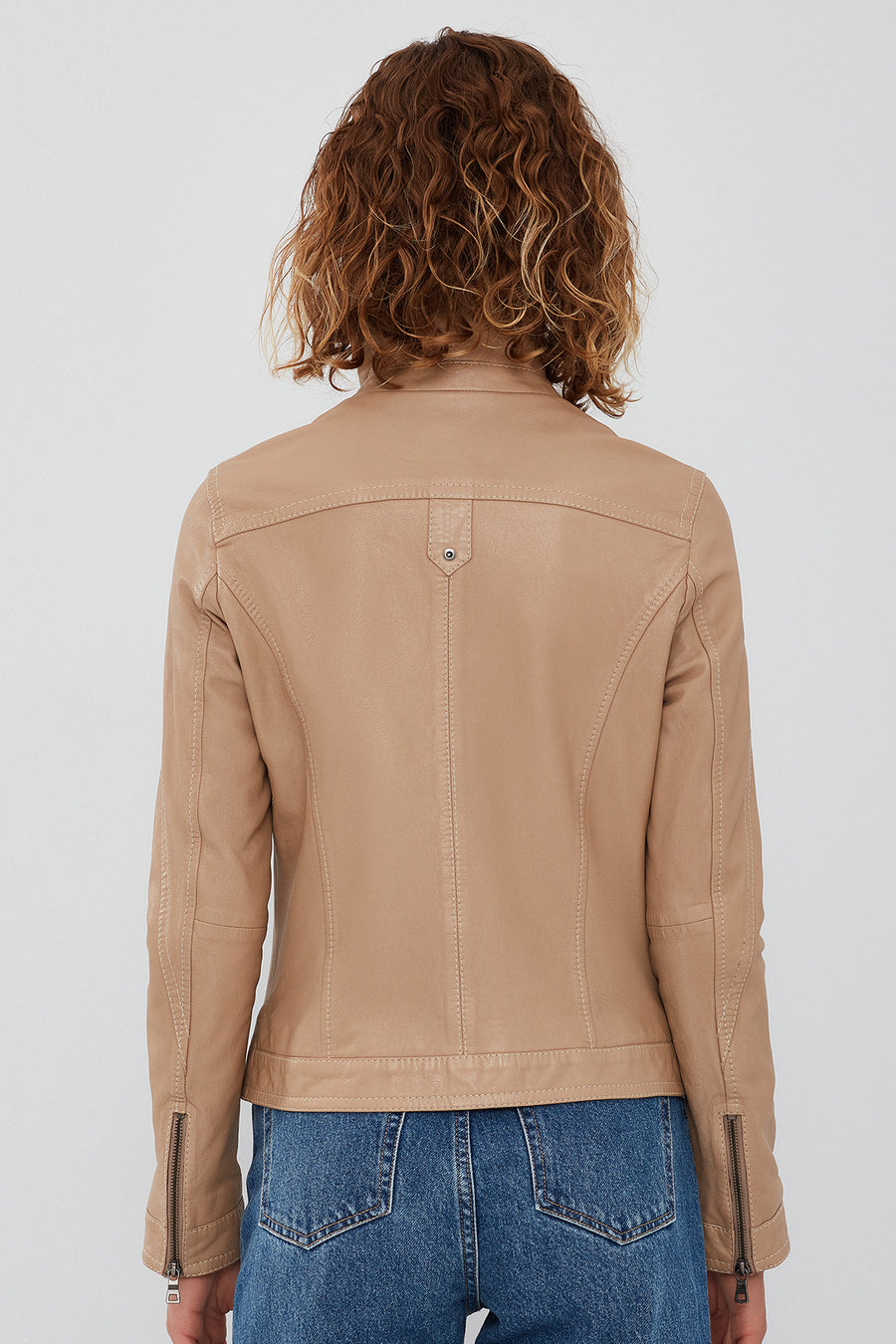 Fiesta Women's Beige Short Leather Jacket