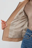 Fiesta Kadın Bej Kısa Deri Ceket | Derimod