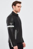 Racer Men's Sports Slim-Fit Leather Jacket | Derimod