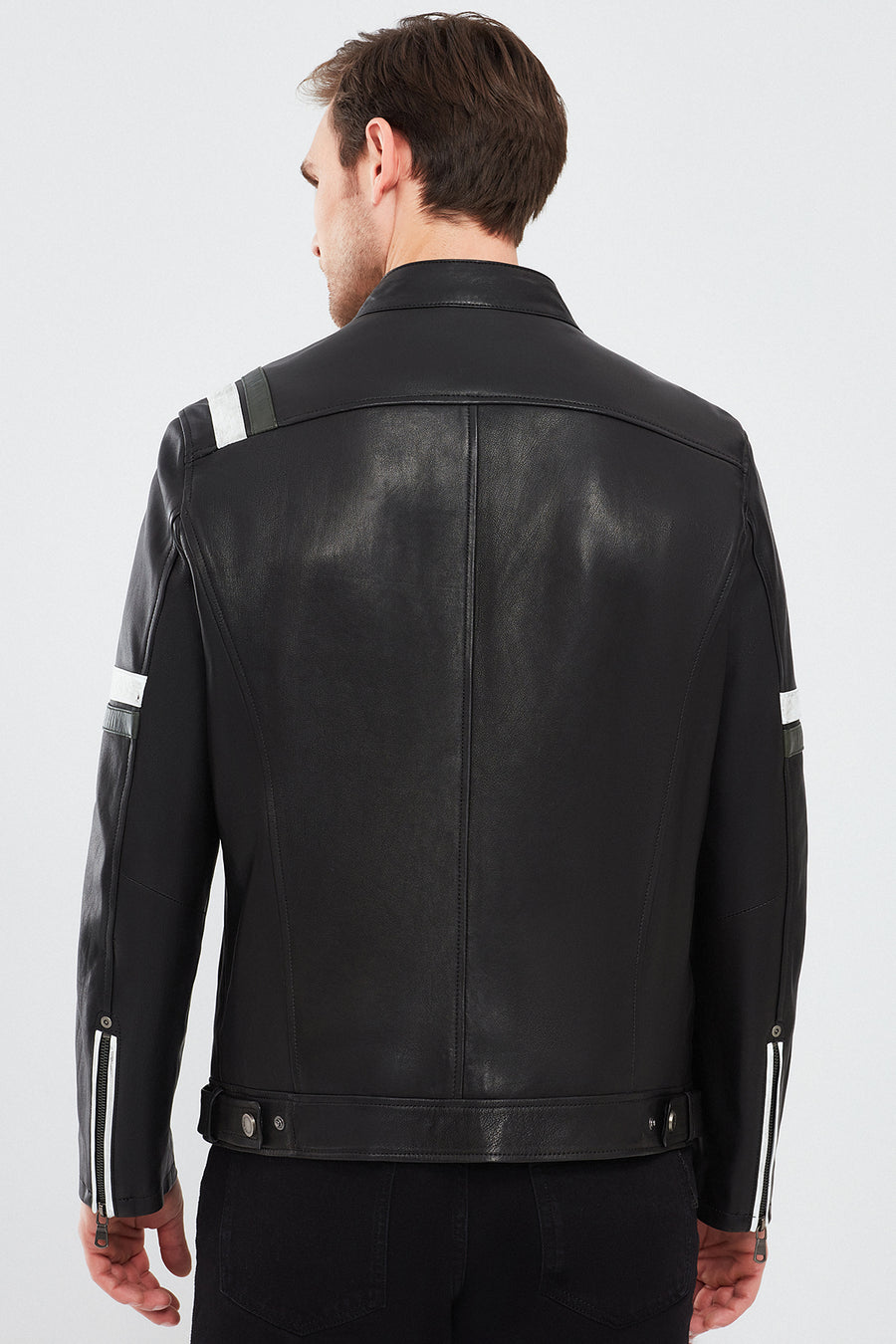 Racer Men's Sports Slim-Fit Leather Jacket