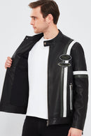 Racer Men's Sports Slim-Fit Leather Jacket | Derimod