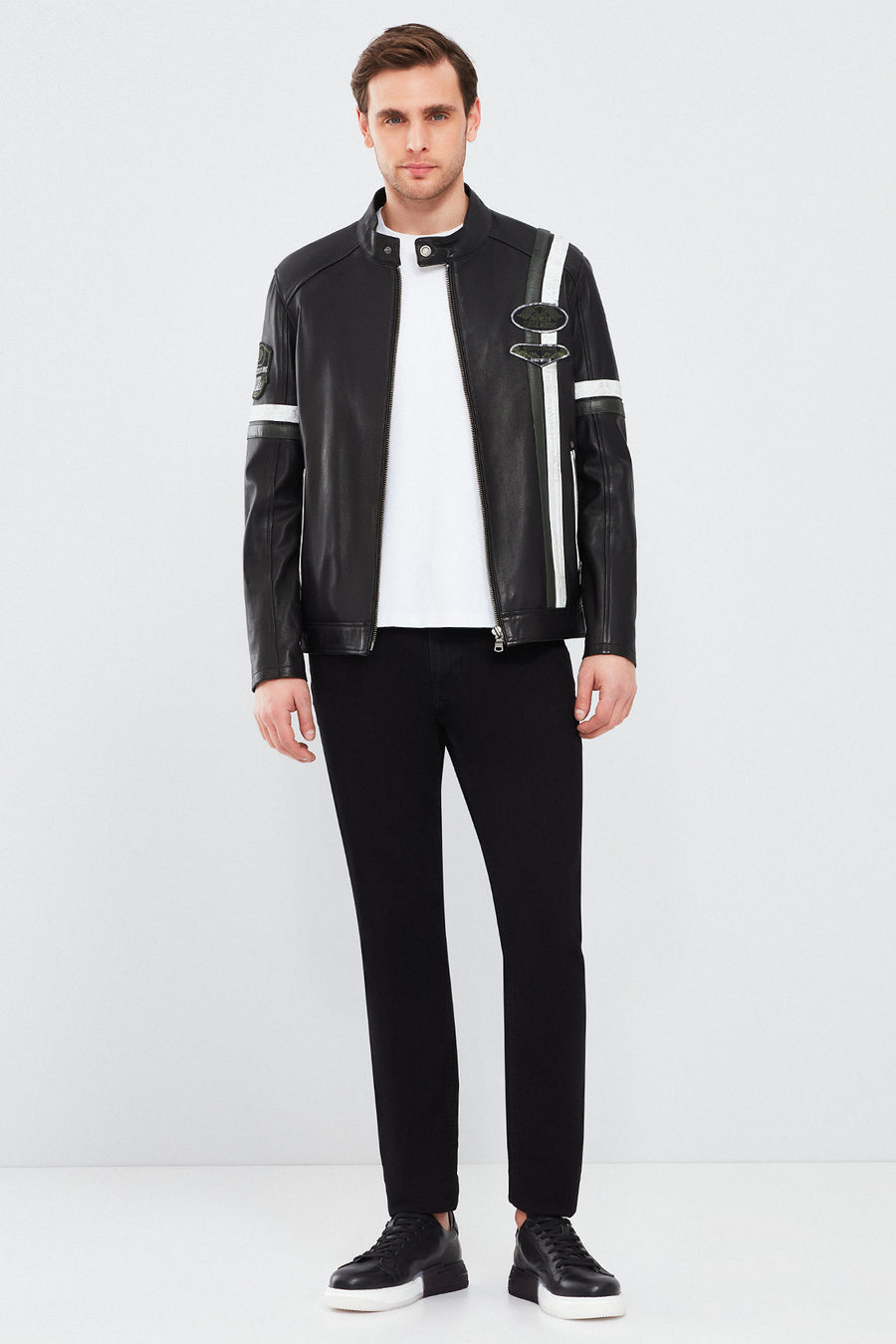 Racer Men's Sports Slim-Fit Leather Jacket