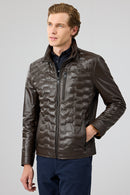 Silva Men's Brown Hooded Leather Jacket | Derimod