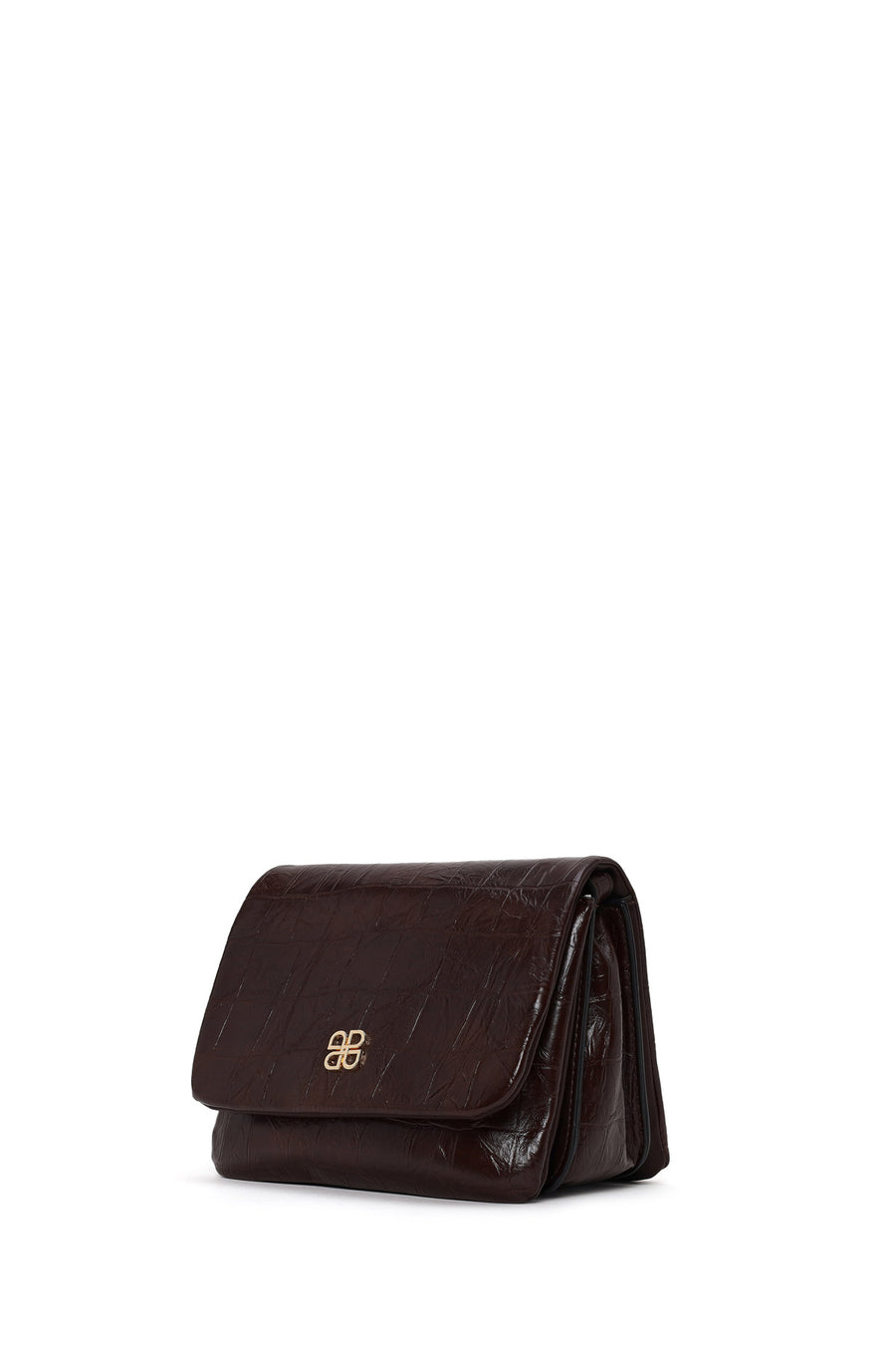 Woman Burgundy Croc-Embossed Crossbody Bag