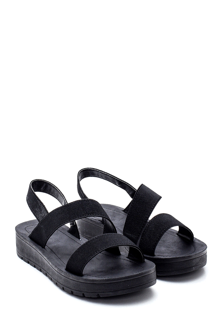 Women's Black Casual Flat Sandals