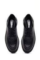 Woman Black Lace-Up Thick-Soled Leather Masculine Shoes | Derimod