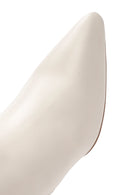 Women's Cream Zippered Thin Heel Leather Boots | Derimod