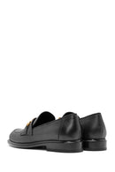 Women's Black Buckle Detailed Leather Masculine Loafer | Derimod