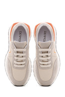 Women's Beige Thick Soled Leather Suede Detailed Sneaker | Derimod