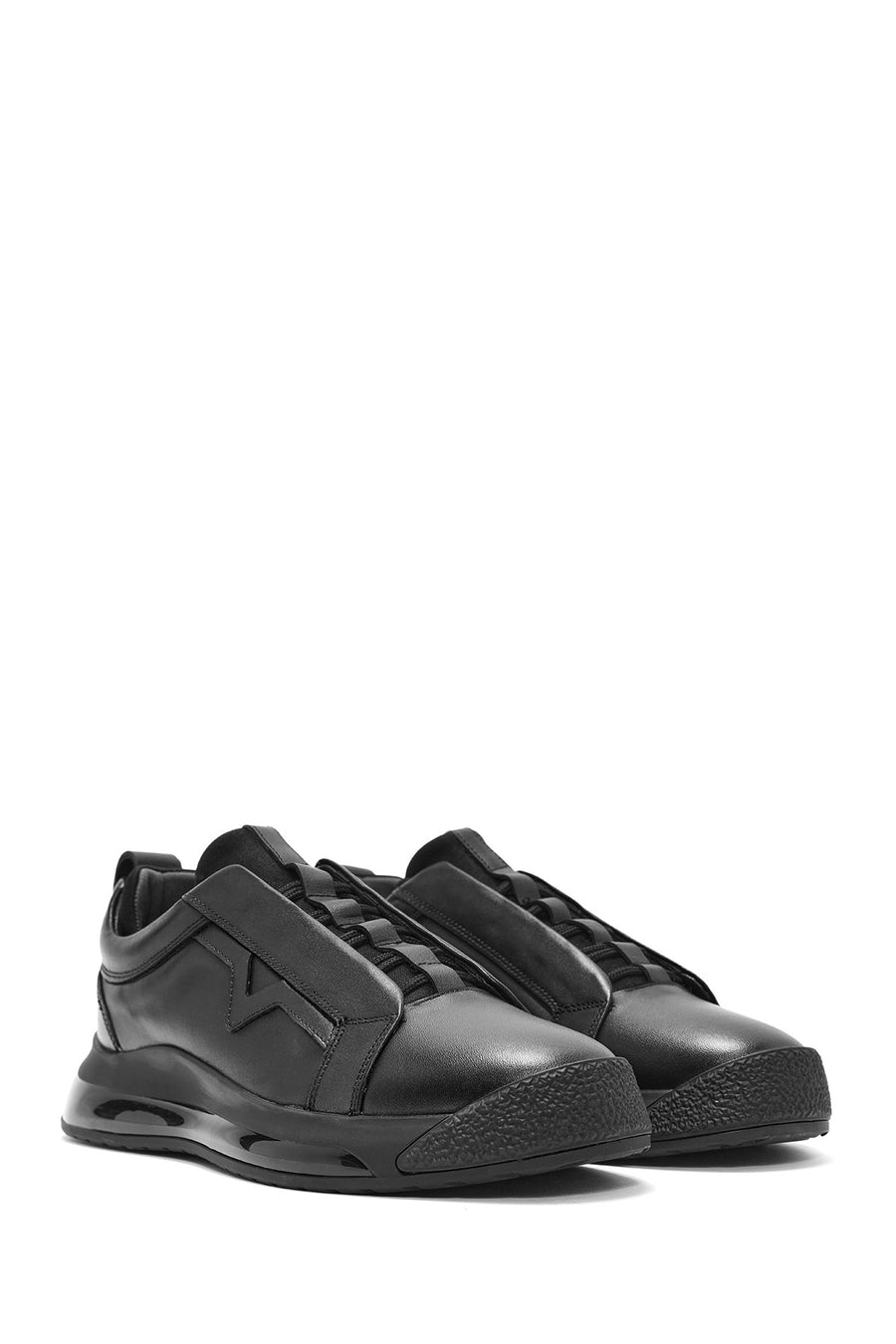 Men's Black Lace-up Leather Sneaker