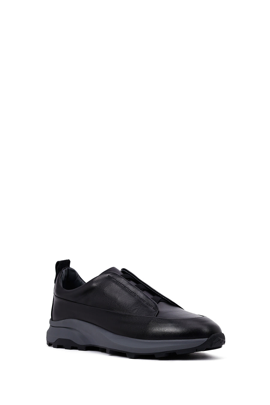 Erkek Siyah Kalın Tabanlı Deri Casual Sneaker