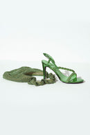 Women's Green Stone Thin Heel Sandals | Derimod