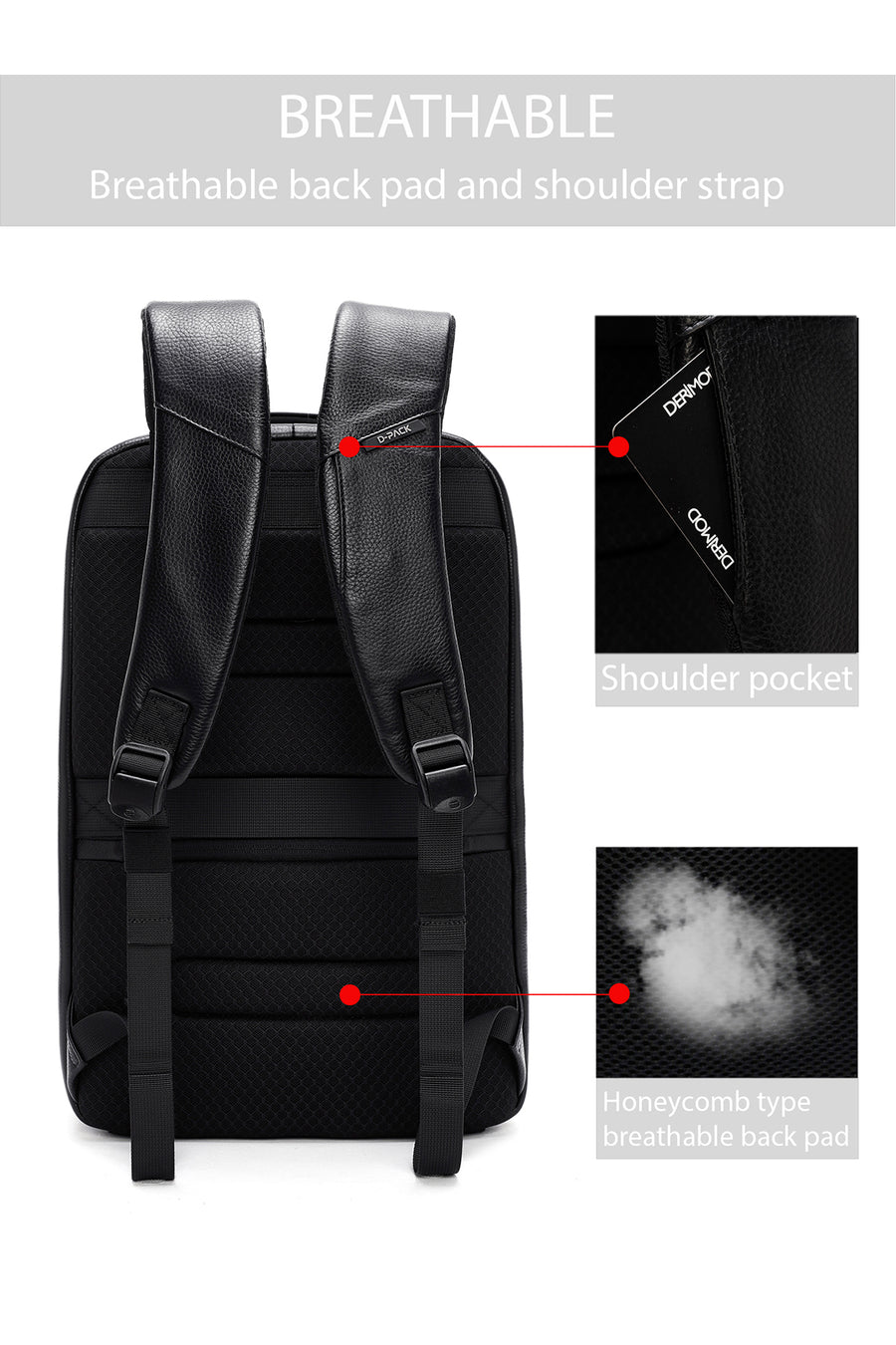 D-Pack Unisex Black Technological Leather Backpack