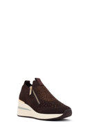 Derimod Zero Kadın Kahverengi Fermuarlı Dolgu Topuklu Kumaş Sneaker | Derimod