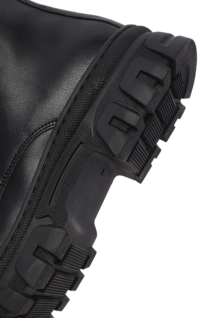 Woman Black Zippered Combat Boots