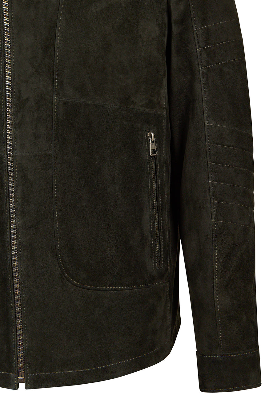 Lorenzo Male Gray Stand Collar Suede Leather Jacket