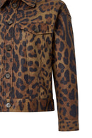 Valenza Women's Brown Leopard Patterned Leather Jacket | Derimod